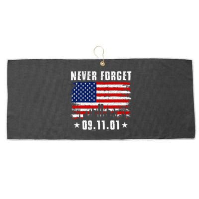 Never Forget September 11 2001 Memorial Day American Flag Large Microfiber Waffle Golf Towel