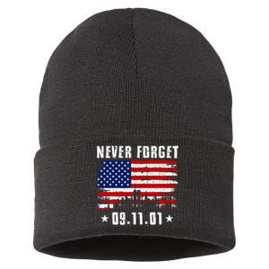 Never Forget September 11 2001 Memorial Day American Flag Sustainable Knit Beanie