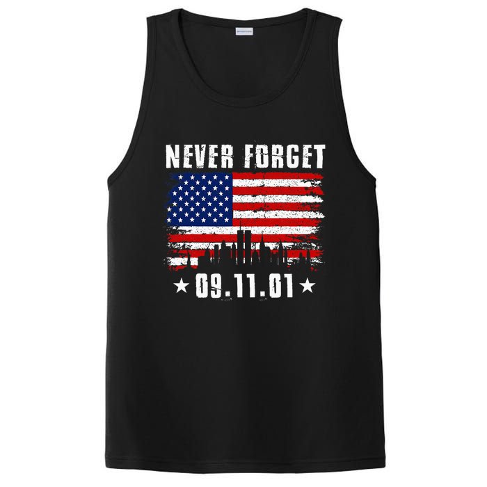 Never Forget September 11 2001 Memorial Day American Flag PosiCharge Competitor Tank