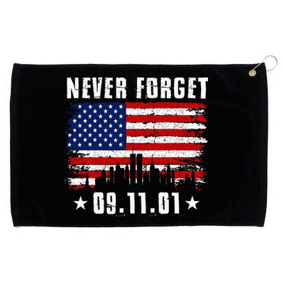 Never Forget September 11 2001 Memorial Day American Flag Grommeted Golf Towel