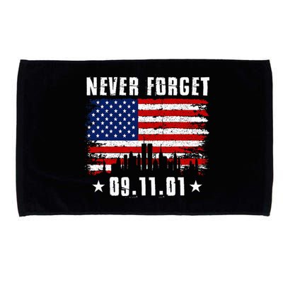 Never Forget September 11 2001 Memorial Day American Flag Microfiber Hand Towel