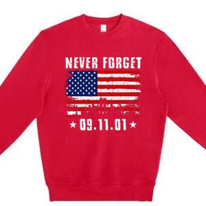 Never Forget September 11 2001 Memorial Day American Flag Premium Crewneck Sweatshirt