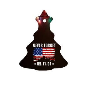 Never Forget September 11 2001 Memorial Day American Flag Ceramic Tree Ornament