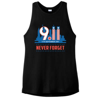 Never Forget September 11 2001 Memorial Day American Flag Ladies PosiCharge Tri-Blend Wicking Tank