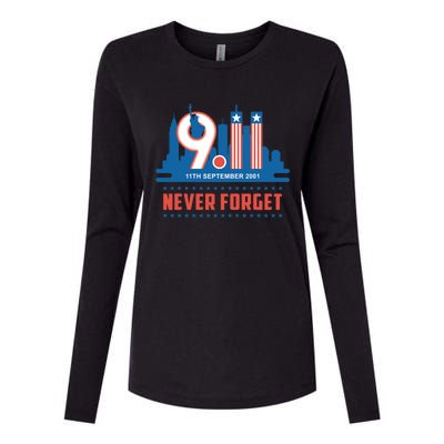 Never Forget September 11 2001 Memorial Day American Flag Womens Cotton Relaxed Long Sleeve T-Shirt