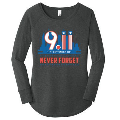 Never Forget September 11 2001 Memorial Day American Flag Women's Perfect Tri Tunic Long Sleeve Shirt