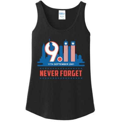 Never Forget September 11 2001 Memorial Day American Flag Ladies Essential Tank