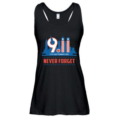 Never Forget September 11 2001 Memorial Day American Flag Ladies Essential Flowy Tank