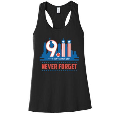 Never Forget September 11 2001 Memorial Day American Flag Women's Racerback Tank