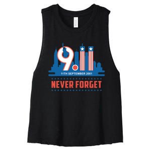 Never Forget September 11 2001 Memorial Day American Flag Women's Racerback Cropped Tank