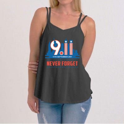 Never Forget September 11 2001 Memorial Day American Flag Women's Strappy Tank