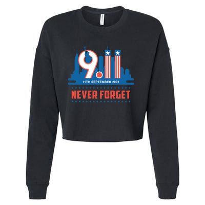 Never Forget September 11 2001 Memorial Day American Flag Cropped Pullover Crew