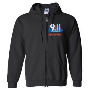 Never Forget September 11 2001 Memorial Day American Flag Full Zip Hoodie