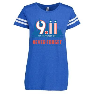 Never Forget September 11 2001 Memorial Day American Flag Enza Ladies Jersey Football T-Shirt