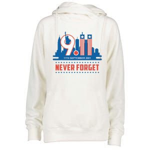 Never Forget September 11 2001 Memorial Day American Flag Womens Funnel Neck Pullover Hood