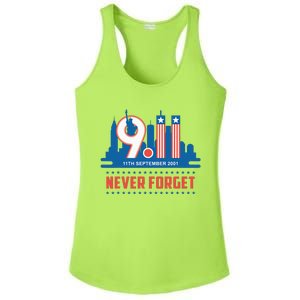 Never Forget September 11 2001 Memorial Day American Flag Ladies PosiCharge Competitor Racerback Tank