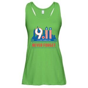 Never Forget September 11 2001 Memorial Day American Flag Ladies Essential Flowy Tank