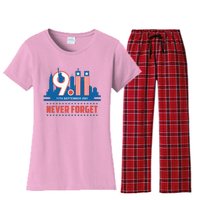 Never Forget September 11 2001 Memorial Day American Flag Women's Flannel Pajama Set