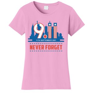 Never Forget September 11 2001 Memorial Day American Flag Women's T-Shirt