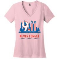 Never Forget September 11 2001 Memorial Day American Flag Women's V-Neck T-Shirt