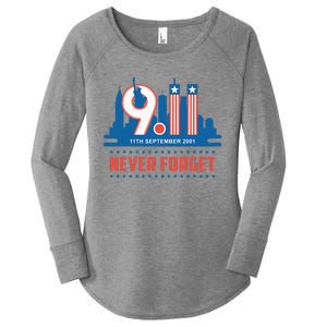 Never Forget September 11 2001 Memorial Day American Flag Women's Perfect Tri Tunic Long Sleeve Shirt