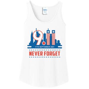 Never Forget September 11 2001 Memorial Day American Flag Ladies Essential Tank