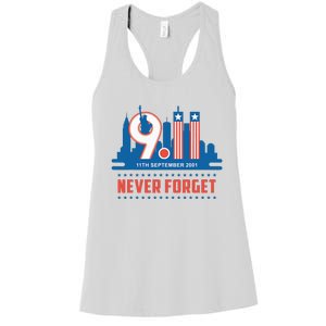 Never Forget September 11 2001 Memorial Day American Flag Women's Racerback Tank