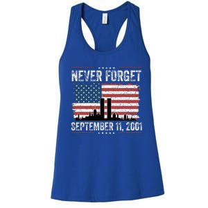 Never Forget September 11 2001 Memorial Day American Flag Women's Racerback Tank