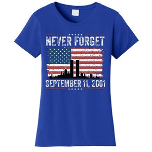 Never Forget September 11 2001 Memorial Day American Flag Women's T-Shirt