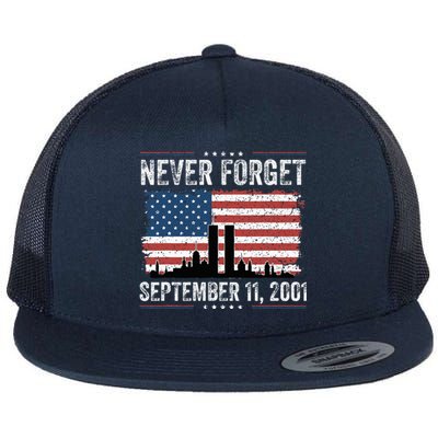 Never Forget September 11 2001 Memorial Day American Flag Flat Bill Trucker Hat