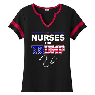 Nurses For Trump Political Election Ladies Halftime Notch Neck Tee