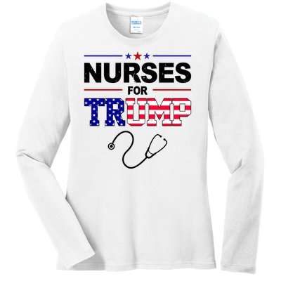 Nurses For Trump Political Election Ladies Long Sleeve Shirt