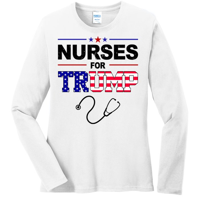 Nurses For Trump Political Election Ladies Long Sleeve Shirt