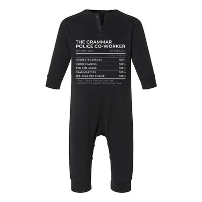 Nutritional Facts The Grammar Police Coworker Work Party Infant Fleece One Piece