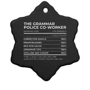 Nutritional Facts The Grammar Police Coworker Work Party Ceramic Star Ornament