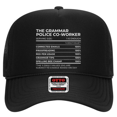 Nutritional Facts The Grammar Police Coworker Work Party Trucker Hat