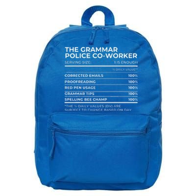 Nutritional Facts The Grammar Police Coworker Work Party 16 in Basic Backpack