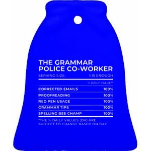 Nutritional Facts The Grammar Police Coworker Work Party Ceramic Bell Ornament