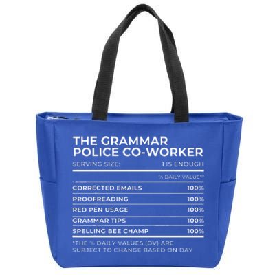 Nutritional Facts The Grammar Police Coworker Work Party Zip Tote Bag