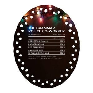 Nutritional Facts The Grammar Police Coworker Work Party Ceramic Oval Ornament