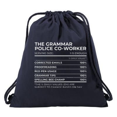 Nutritional Facts The Grammar Police Coworker Work Party Drawstring Bag