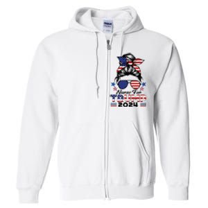 Nurses For Trump 2024 Messy Bun Nurse Usa Flag Full Zip Hoodie