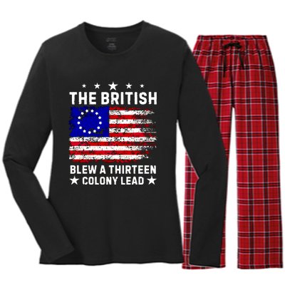 Never Forget The British Blew A Thirteen Colony Lead Women's Long Sleeve Flannel Pajama Set 