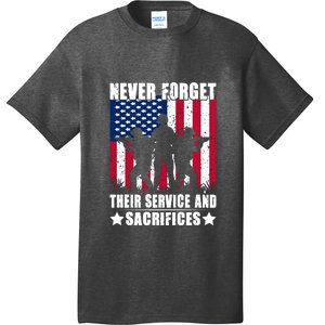 Never Forget Their Service And Sacrifices American Flag Gift Memorial Day T-Shirt