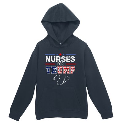 Nurses For Trump 2024 Support Donald Trump America Flag Urban Pullover Hoodie