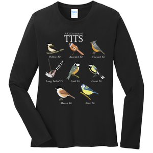 Nerd Funny Tit Birds Birdwatcher Collection Of Titten Bird Ladies Long Sleeve Shirt