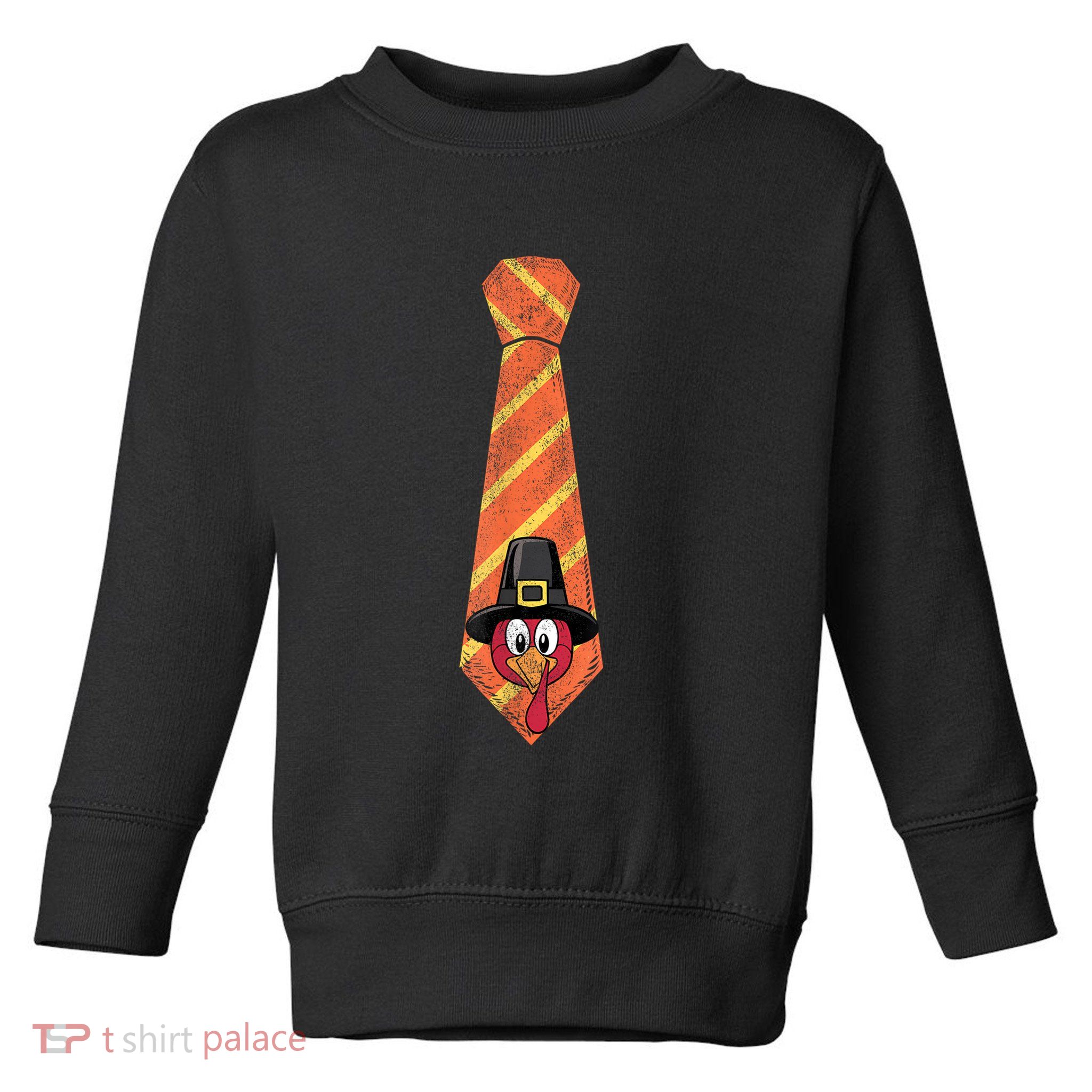 Necktie Funny Thanksgiving Tie With Turkey For Family Dinner Toddler Sweatshirt