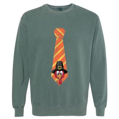 Necktie Funny Thanksgiving Tie With Turkey For Family Dinner Garment-Dyed Sweatshirt