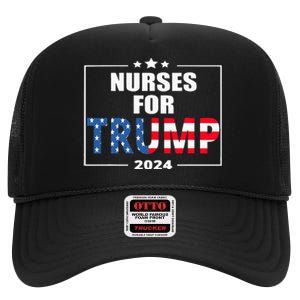 Nurses For Trump 2024 High Crown Mesh Back Trucker Hat