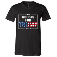 Nurses For Trump 2024 V-Neck T-Shirt